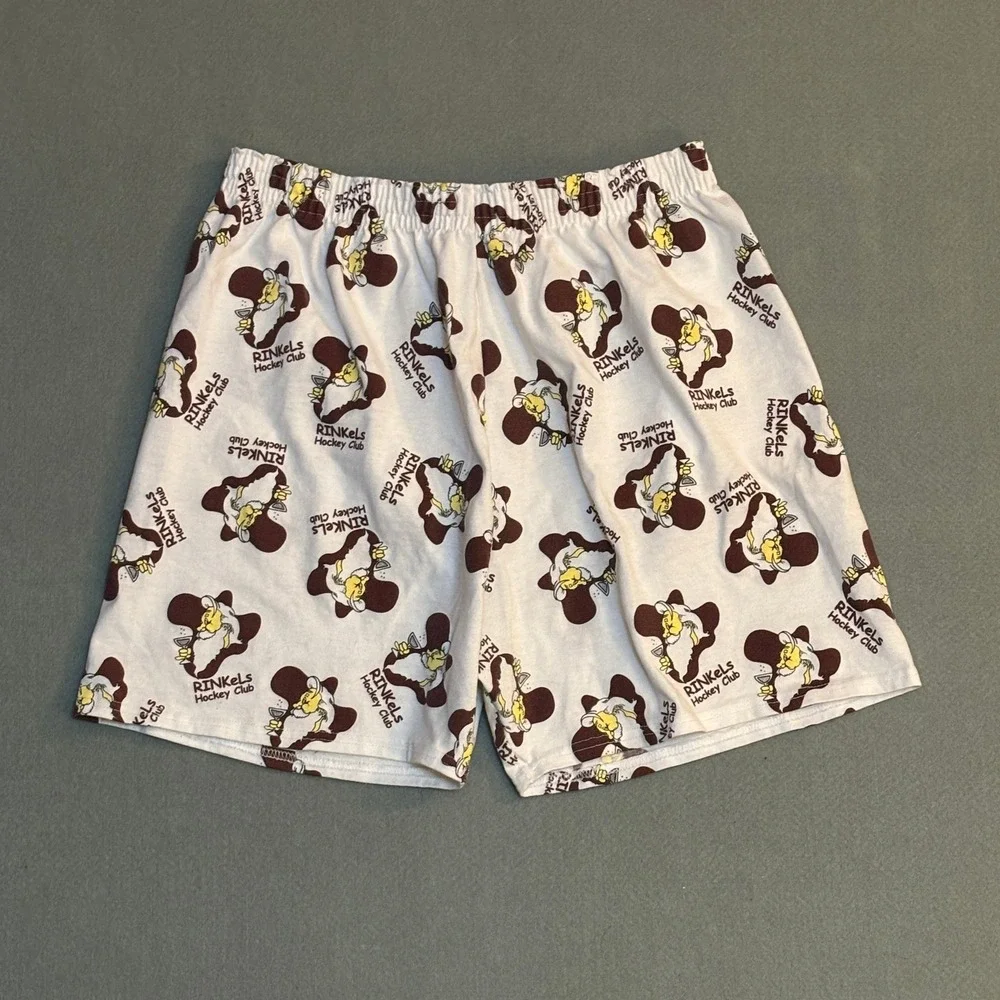 VTG Boxer Rebellion Rinkels Hockey Club Boxer Shorts White Mens Large USA Made